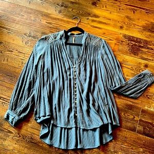 Free People Blue Blouse Size L great condition